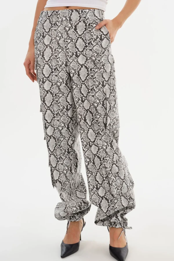 LAMARQUE Pants&Shorts | BOBBI | Faux Leather Cargo Pants Python Print