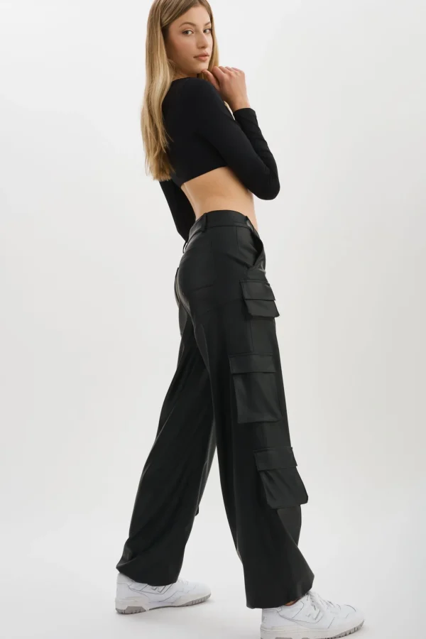 LAMARQUE Pants&Shorts | BOBBI | Faux Leather Cargo Pants Black