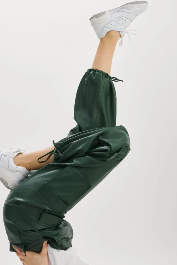 LAMARQUE Pants&Shorts | BOBBI | Faux Leather Cargo Pants Alpine Green