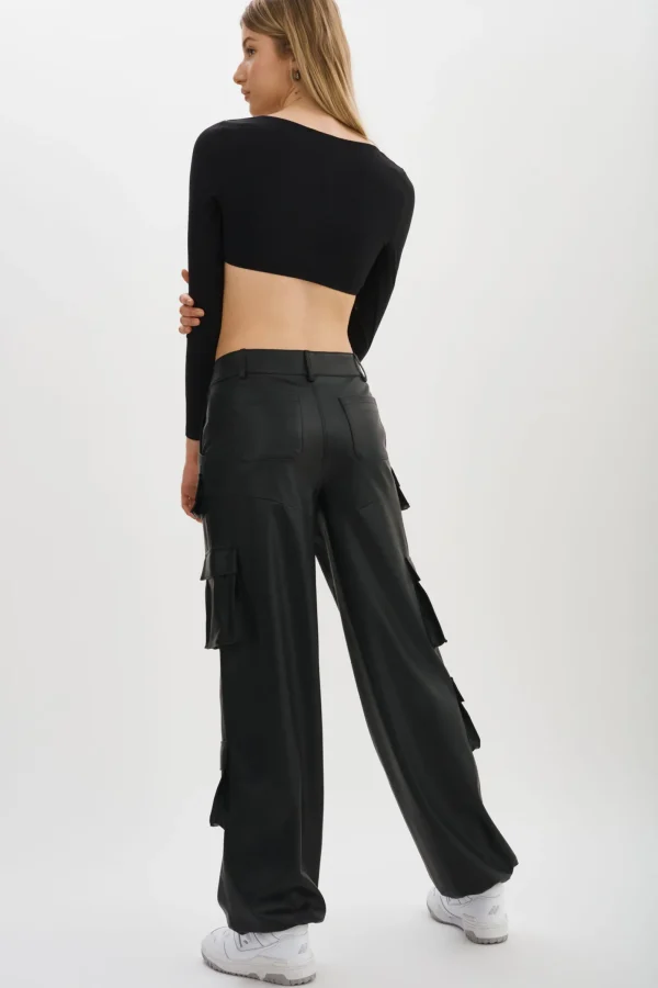 LAMARQUE Pants&Shorts | BOBBI | Faux Leather Cargo Pants Black