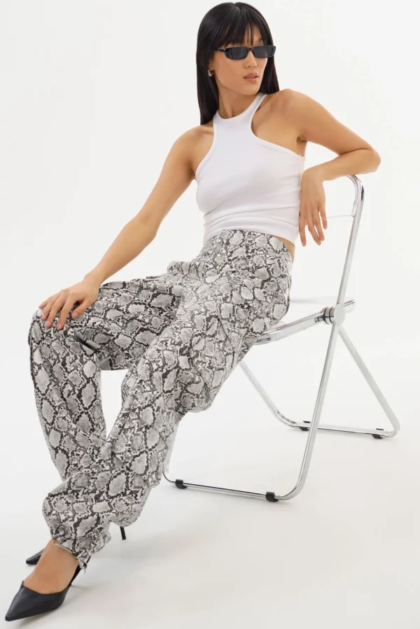 LAMARQUE Pants&Shorts | BOBBI | Faux Leather Cargo Pants Python Print