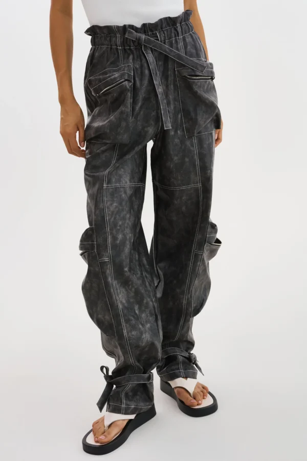LAMARQUE Pants&Shorts | BRAXTON | Faux Leather Cargo Pants Vintage Black