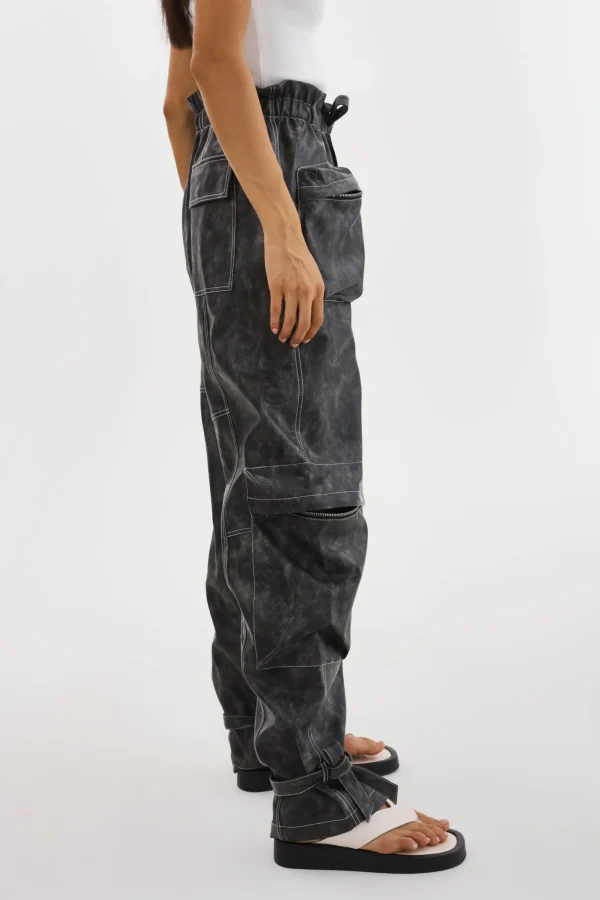 LAMARQUE Pants&Shorts | BRAXTON | Faux Leather Cargo Pants Vintage Black