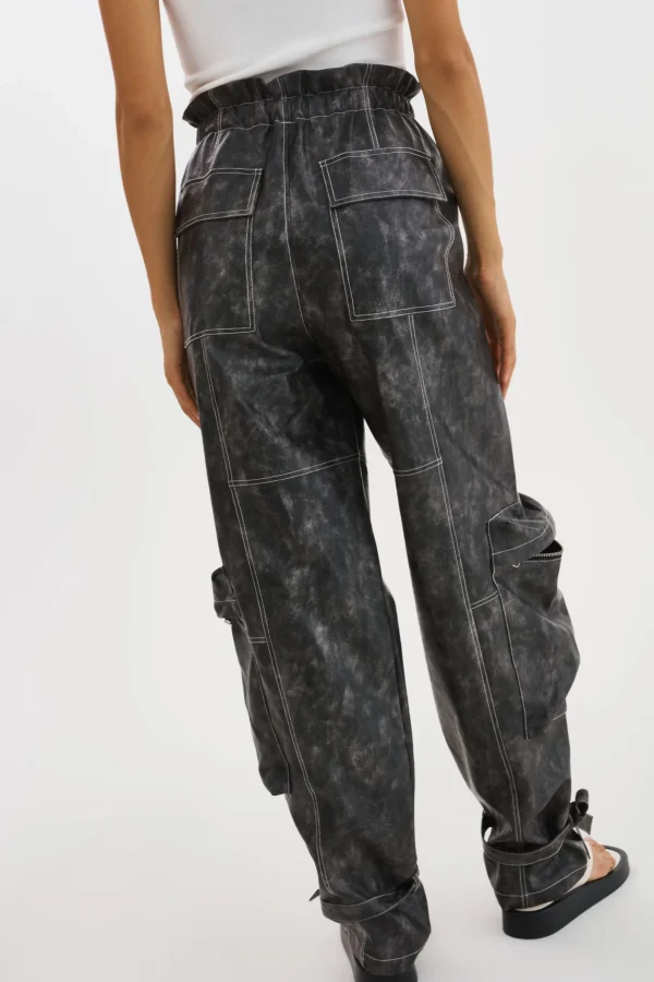 LAMARQUE Pants&Shorts | BRAXTON | Faux Leather Cargo Pants Vintage Black