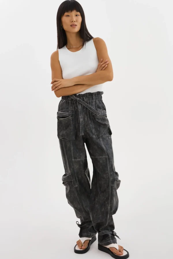 LAMARQUE Pants&Shorts | BRAXTON | Faux Leather Cargo Pants Vintage Black