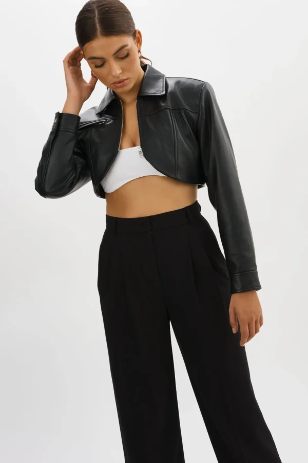 LAMARQUE Leather Jackets | BRIELLE | Cropped Leather Jacket Black