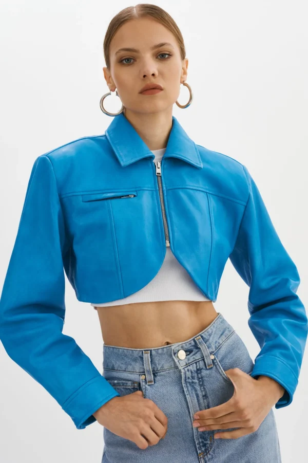 LAMARQUE Leather Jackets | BRIELLE | Cropped Leather Jacket Faded Jean