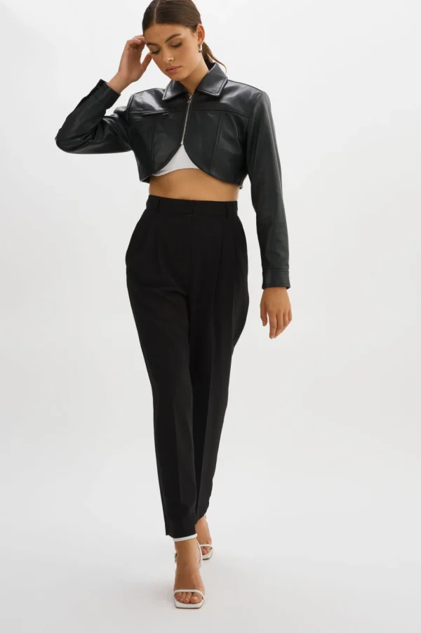 LAMARQUE Leather Jackets | BRIELLE | Cropped Leather Jacket Black