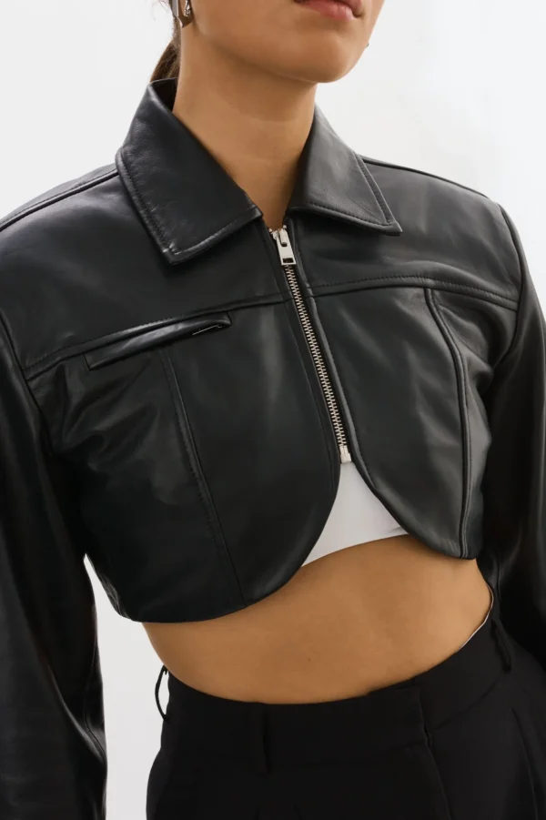 LAMARQUE Leather Jackets | BRIELLE | Cropped Leather Jacket Black