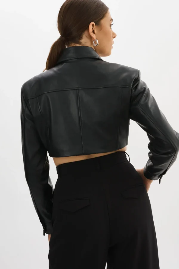 LAMARQUE Leather Jackets | BRIELLE | Cropped Leather Jacket Black