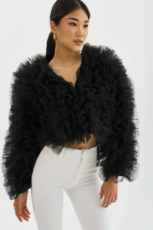 LAMARQUE Coats&Jackets | BRITNY | Ruffle Tulle Jacket Black