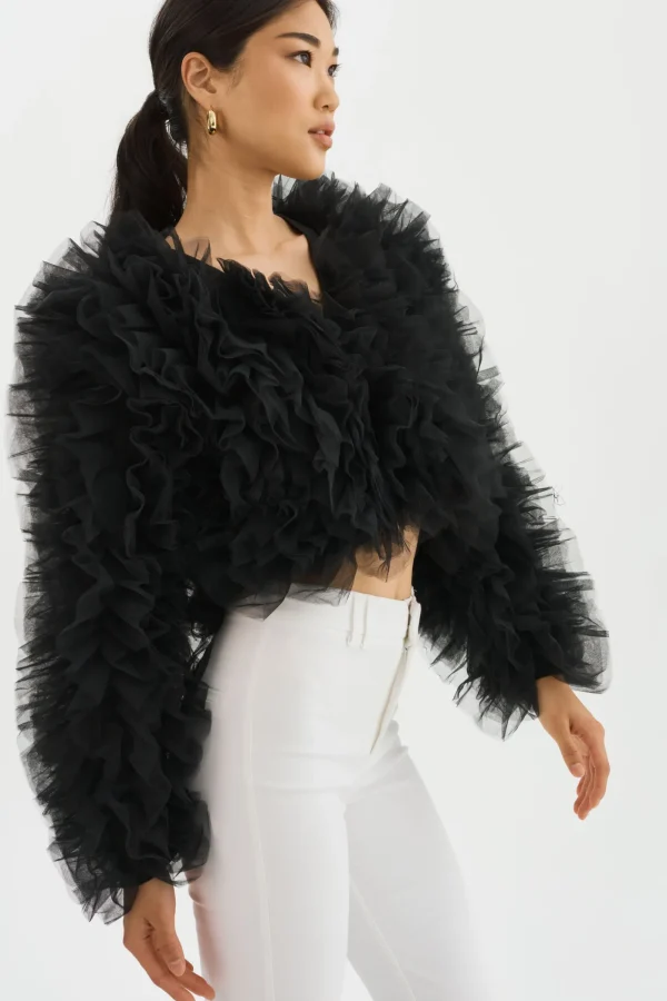 LAMARQUE Coats&Jackets | BRITNY | Ruffle Tulle Jacket Black