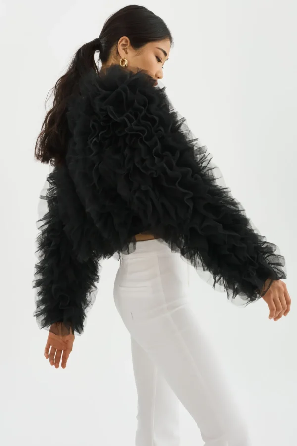 LAMARQUE Coats&Jackets | BRITNY | Ruffle Tulle Jacket Black