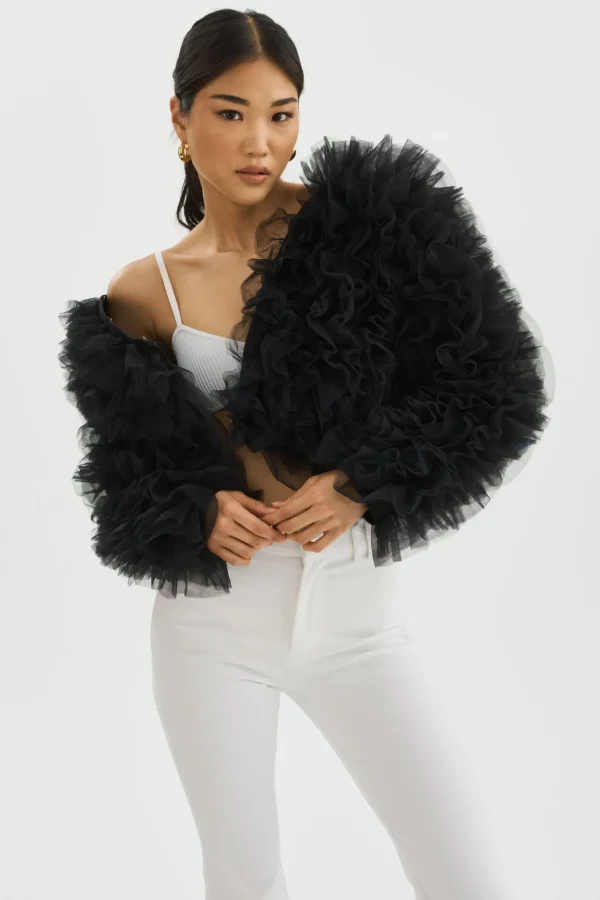 LAMARQUE Coats&Jackets | BRITNY | Ruffle Tulle Jacket Black