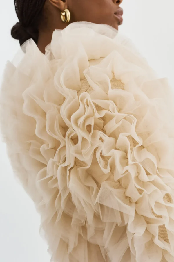 LAMARQUE Coats&Jackets | BRITNY | Ruffle Tulle Jacket Light Beige