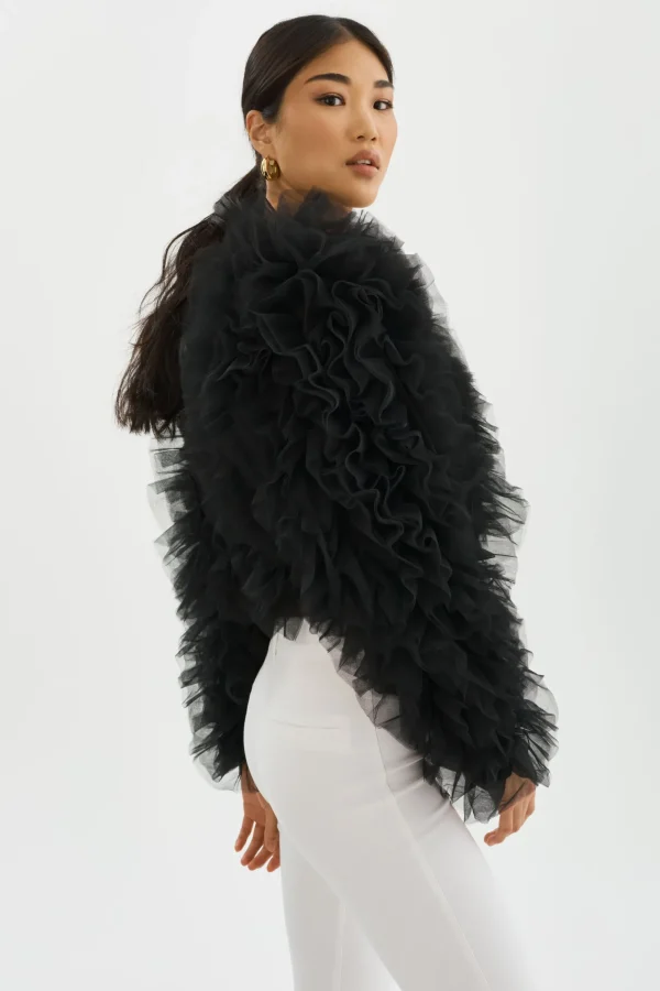 LAMARQUE Coats&Jackets | BRITNY | Ruffle Tulle Jacket Black