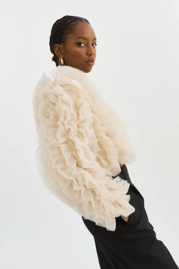 LAMARQUE Coats&Jackets | BRITNY | Ruffle Tulle Jacket Light Beige