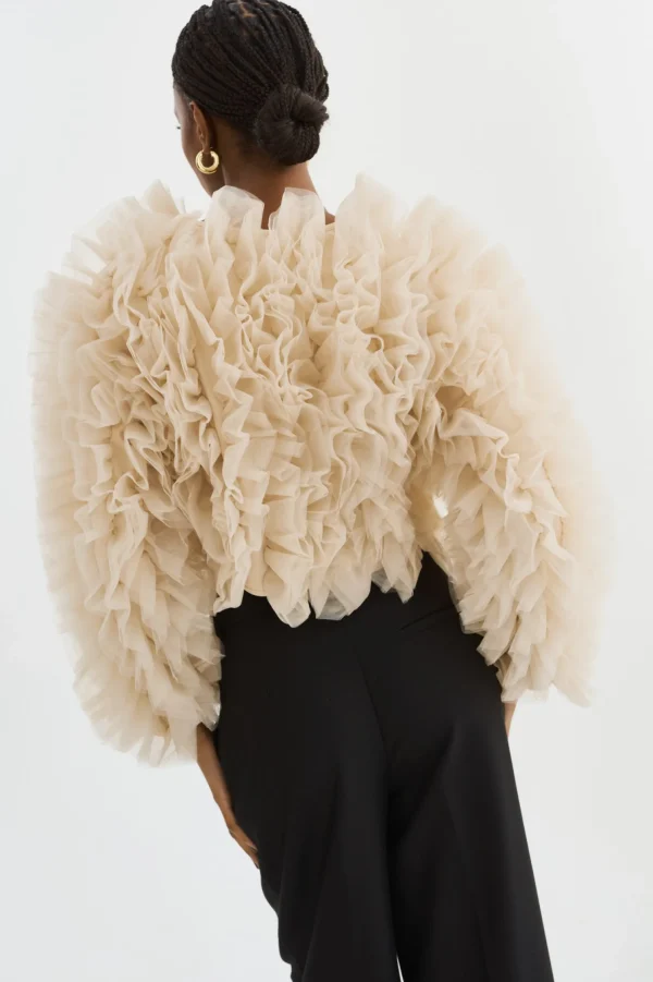LAMARQUE Coats&Jackets | BRITNY | Ruffle Tulle Jacket Light Beige