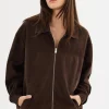 LAMARQUE Coats&Jackets | Leather Jackets | CADEN | Oversized Suede Bomber Jacket Chocolate