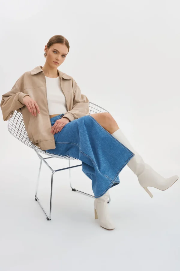 LAMARQUE Leather Jackets | CADEN | Oversized Suede Bomber Jacket Sand