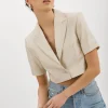 LAMARQUE Leather Jackets | CALATEA | Short Sleeve Blazer BONE