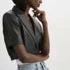 LAMARQUE Leather Jackets | CALATEA | Short Sleeve Blazer Black