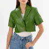 LAMARQUE Leather Jackets | CALATEA | Short Sleeve Blazer Treetop Green