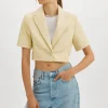 LAMARQUE Leather Jackets | CALATEA | Short Sleeve Blazer Buttermilk