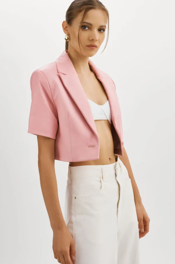 LAMARQUE Leather Jackets | CALATEA | Short Sleeve Blazer Orchid Pink