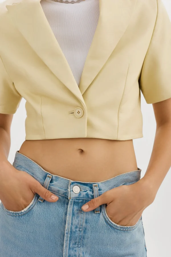 LAMARQUE Leather Jackets | CALATEA | Short Sleeve Blazer Buttermilk