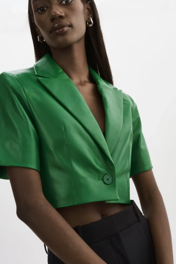 LAMARQUE Leather Jackets | CALATEA | Short Sleeve Blazer VIBRANT GREEN