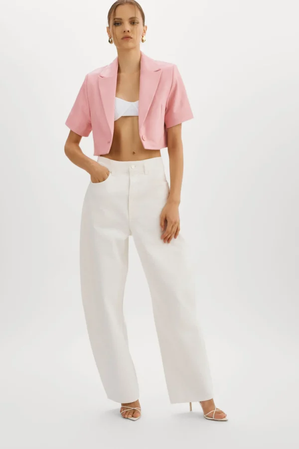LAMARQUE Leather Jackets | CALATEA | Short Sleeve Blazer Orchid Pink