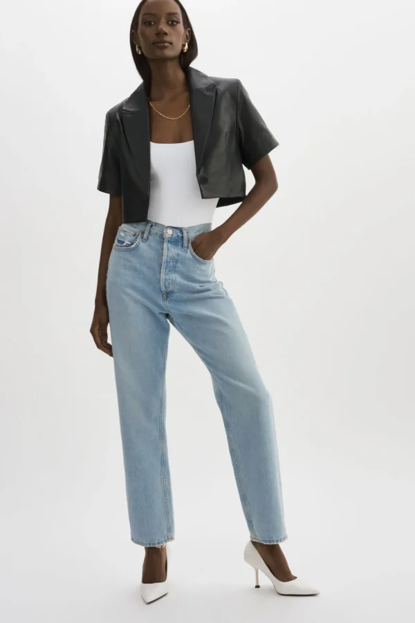 LAMARQUE Leather Jackets | CALATEA | Short Sleeve Blazer Black