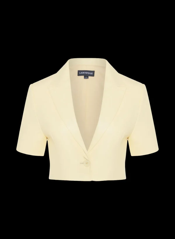 LAMARQUE Leather Jackets | CALATEA | Short Sleeve Blazer Buttermilk