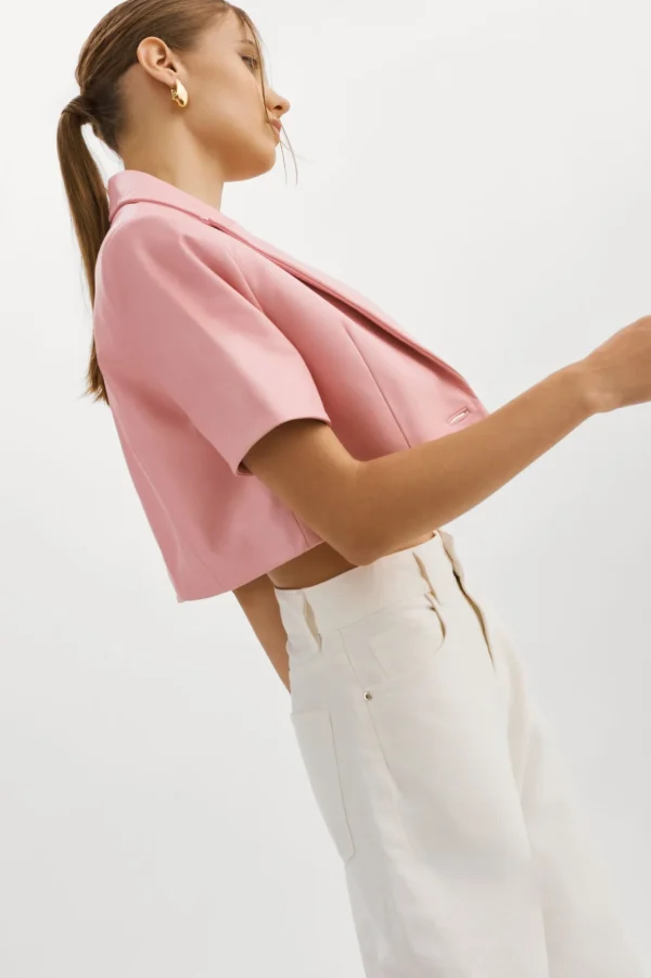 LAMARQUE Leather Jackets | CALATEA | Short Sleeve Blazer Orchid Pink