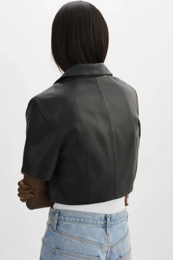 LAMARQUE Leather Jackets | CALATEA | Short Sleeve Blazer Black