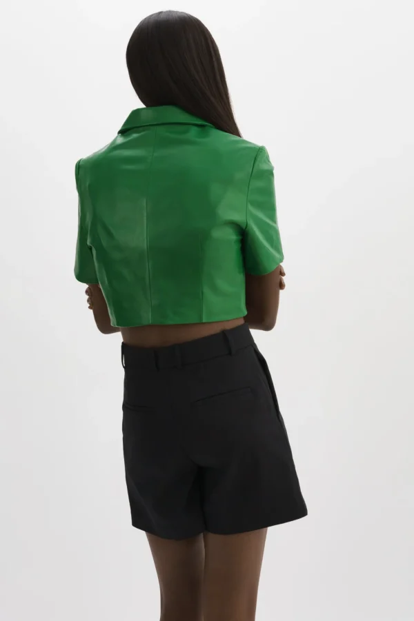 LAMARQUE Leather Jackets | CALATEA | Short Sleeve Blazer VIBRANT GREEN