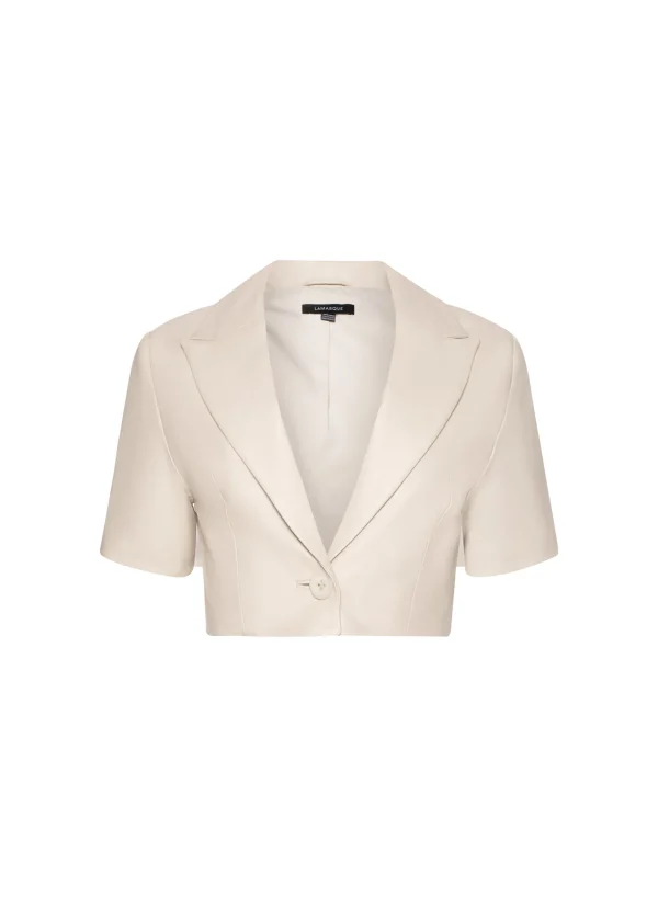 LAMARQUE Leather Jackets | CALATEA | Short Sleeve Blazer BONE