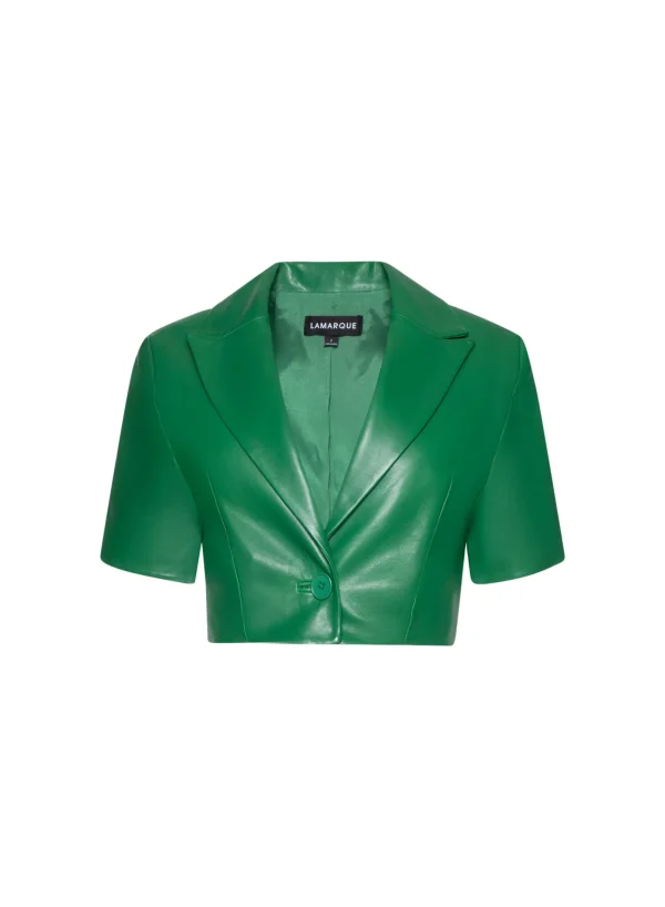 LAMARQUE Leather Jackets | CALATEA | Short Sleeve Blazer VIBRANT GREEN
