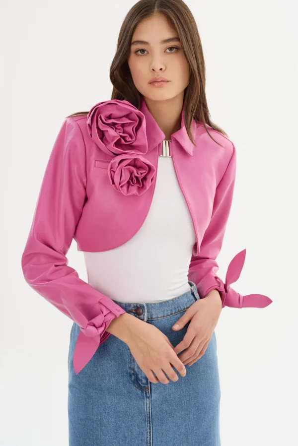 LAMARQUE Leather Jackets | CALISTA | Appliqué Leather Bolero Super Pink