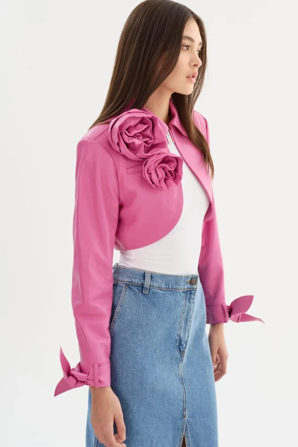 LAMARQUE Leather Jackets | CALISTA | Appliqué Leather Bolero Super Pink