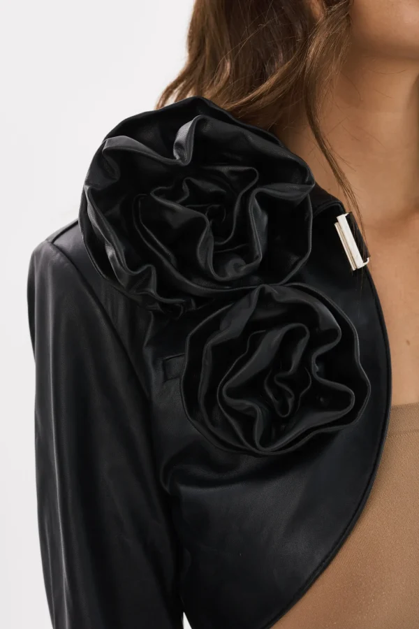 LAMARQUE Leather Jackets | CALISTA | Appliqué Leather Bolero Black