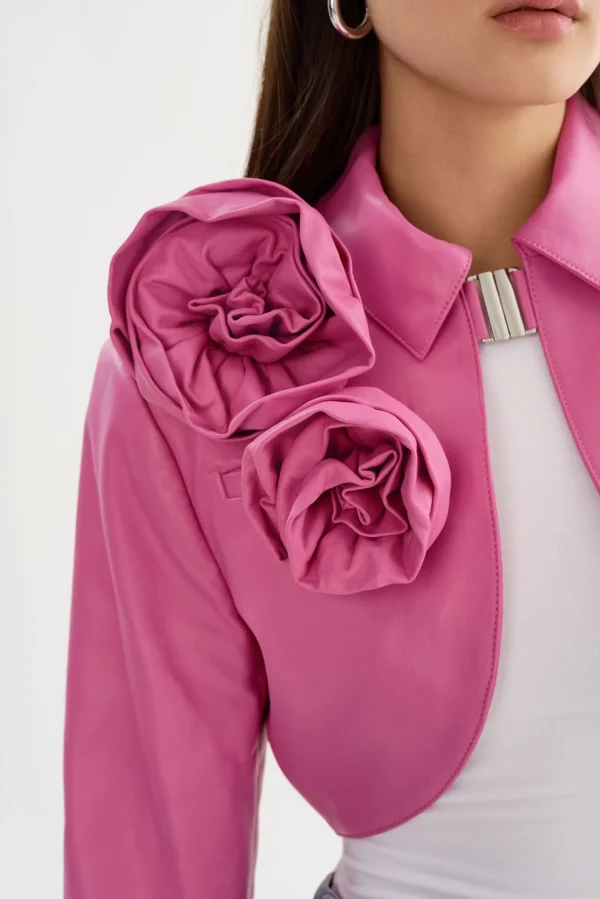 LAMARQUE Leather Jackets | CALISTA | Appliqué Leather Bolero Super Pink