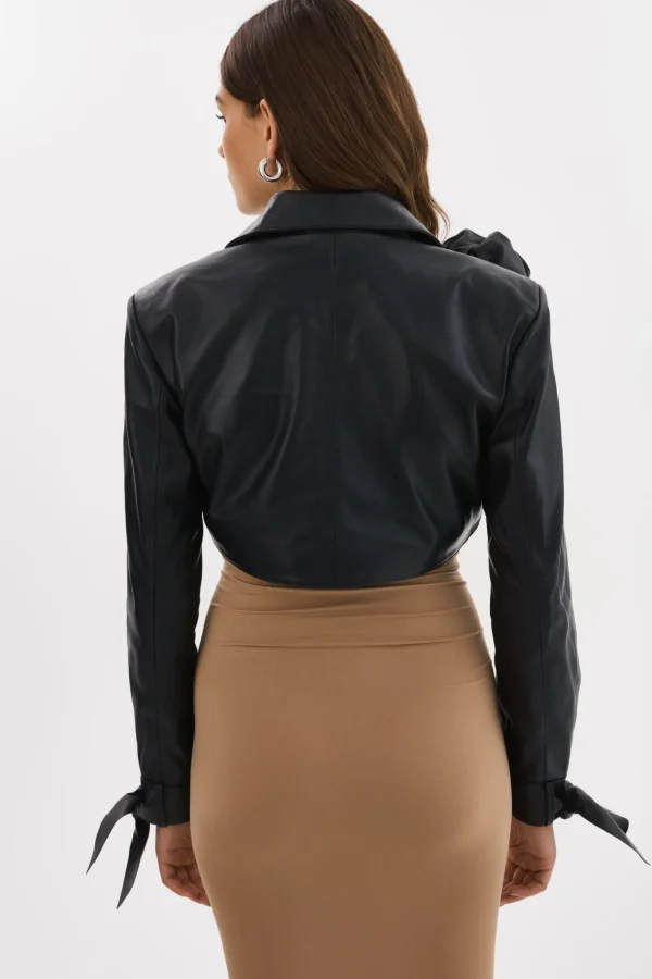 LAMARQUE Leather Jackets | CALISTA | Appliqué Leather Bolero Black