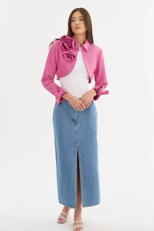 LAMARQUE Leather Jackets | CALISTA | Appliqué Leather Bolero Super Pink