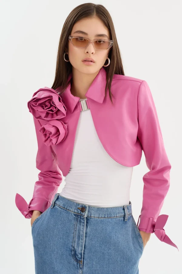 LAMARQUE Leather Jackets | CALISTA | Appliqué Leather Bolero Super Pink