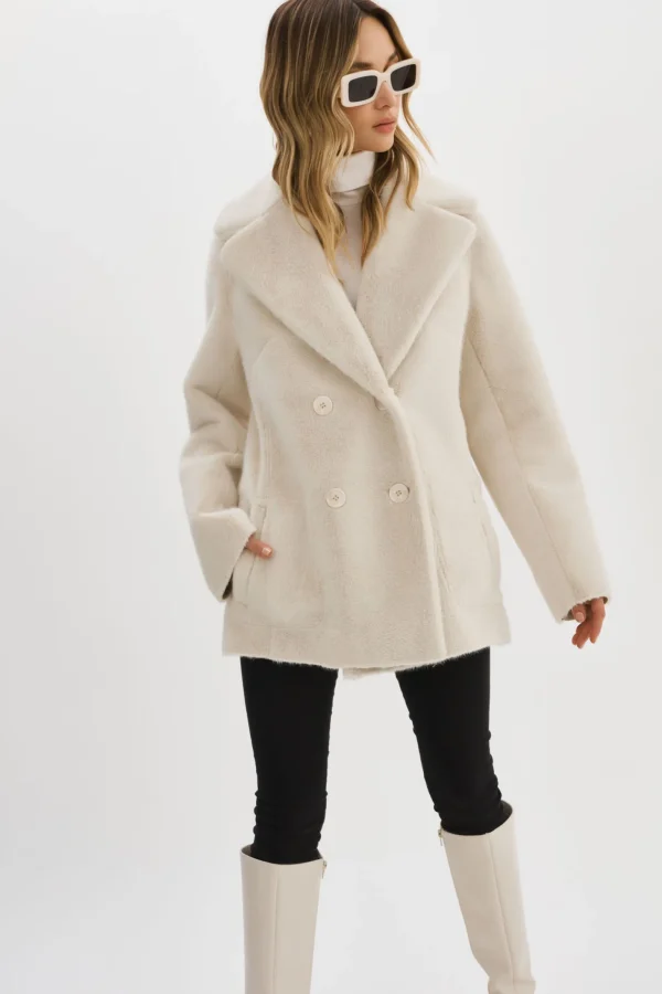 LAMARQUE Coats&Jackets | CAMILLE | Faux Shearling Reversible Coat IVORY
