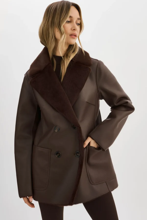 LAMARQUE Coats&Jackets | CAMILLE | Faux Shearling Reversible Coat MAHOGANY