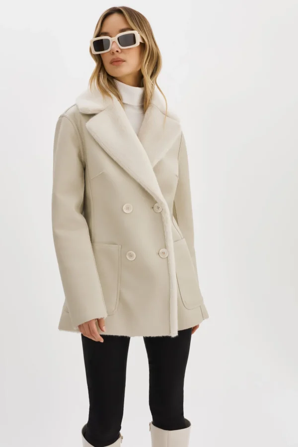 LAMARQUE Coats&Jackets | CAMILLE | Faux Shearling Reversible Coat IVORY