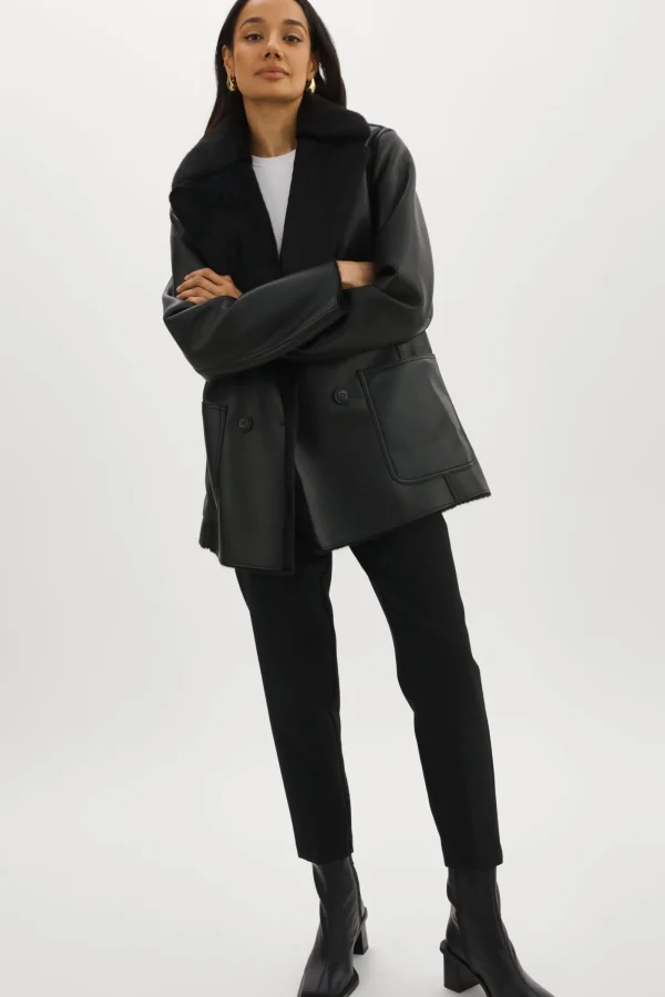 LAMARQUE Coats&Jackets | CAMILLE | Faux Shearling Reversible Coat Black